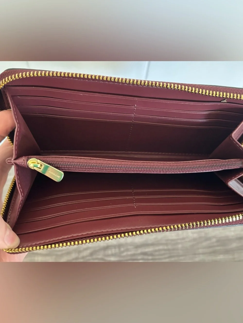 Coach Accordion Zip Wallet in Signature Canvas with Desert Tulip Print - Picture 7 of 14
